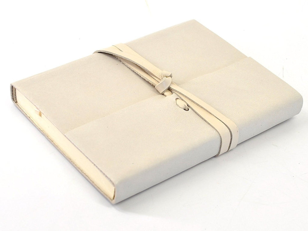 Islander Leather Journal With Wrap - Ivory-Notebooks-JB Custom Journals