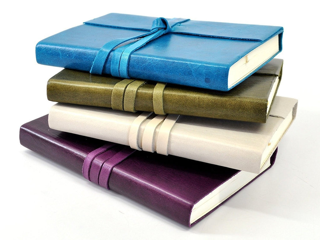 Islander Leather Journal With Wrap - Ivory-Notebooks-JB Custom Journals